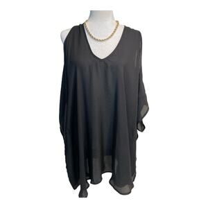 Show Me Your MuMu Black Sleeveless Cold Shoulder Flowy Beach Swim Coverup XS